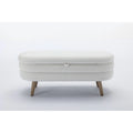 48.88" Boucle Fabric Storage Bench - 300 lb Tufted Ottoman with Eucalyptus Wood Legs, Foam Cushion - Modern Bedroom Entryway Seat