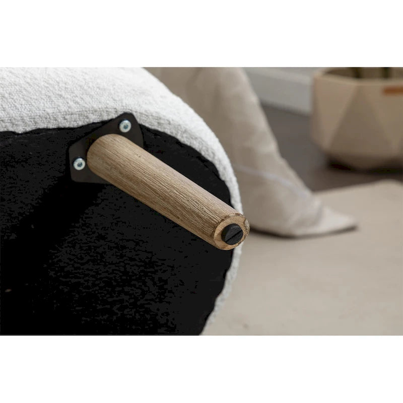 48.88" Boucle Fabric Storage Bench - 300 lb Tufted Ottoman with Eucalyptus Wood Legs, Foam Cushion - Modern Bedroom Entryway Seat