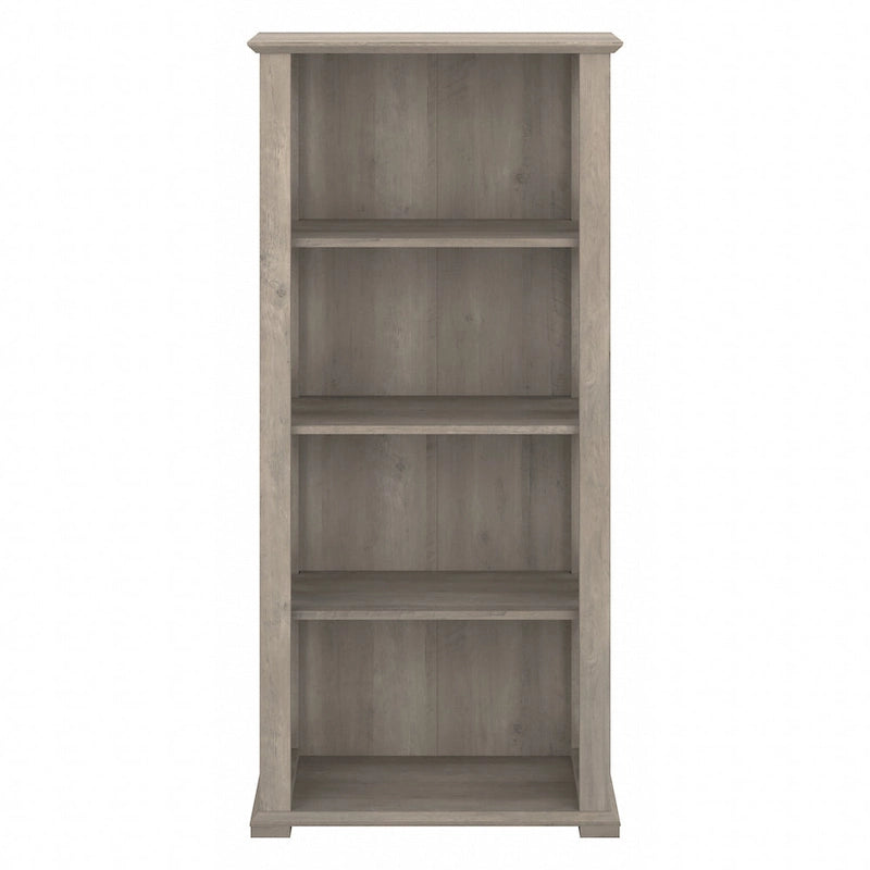 4-Shelf Farmhouse Bookcase 31"W x 66"H - Adjustable Shelves with Trestle Design, 50lbs Capacity per Shelf, Anti-Tip Wall Mount