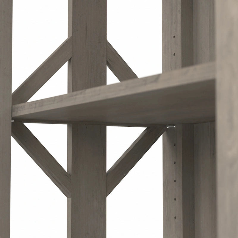 4-Shelf Farmhouse Bookcase 31"W x 66"H - Adjustable Shelves with Trestle Design, 50lbs Capacity per Shelf, Anti-Tip Wall Mount