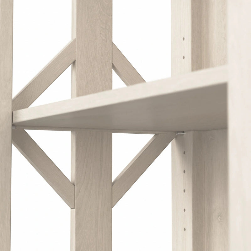 4-Shelf Farmhouse Bookcase 31"W x 66"H - Adjustable Shelves with Trestle Design, 50lbs Capacity per Shelf, Anti-Tip Wall Mount