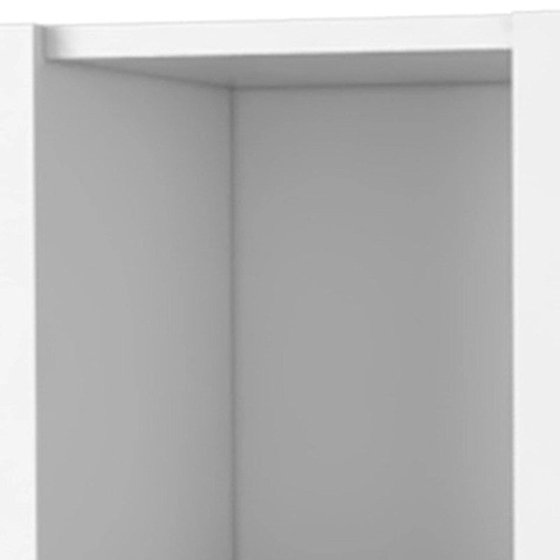 59" White Wall Mounted Cabinet with 4 Doors - MDF Kitchen Storage with Open Cubby, Dish Rack Holder & Fixed Shelves, Space-Saving