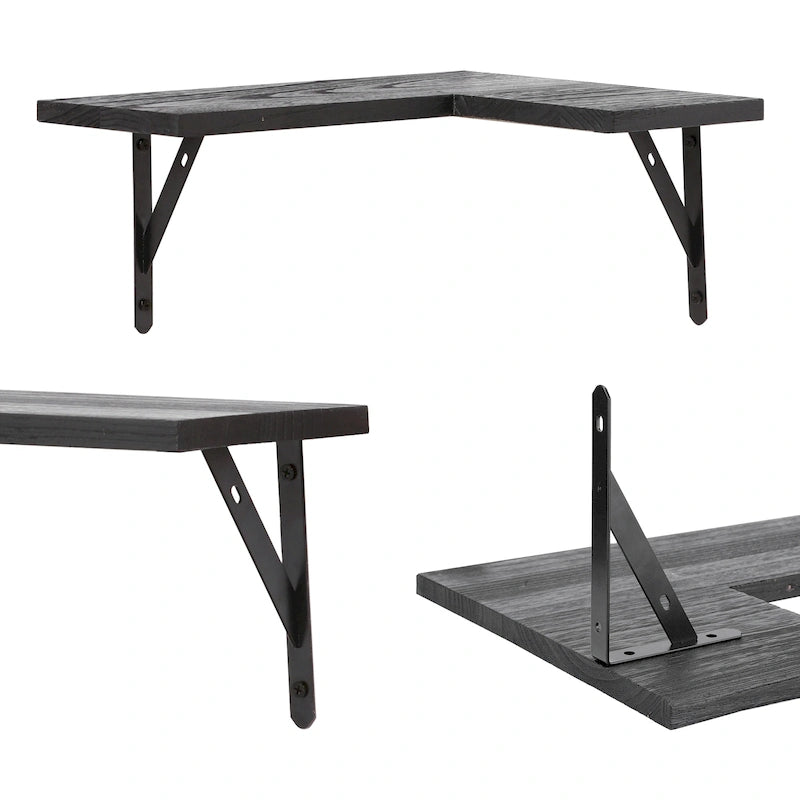 16" x 11.4" Wood Floating Shelves Set - Wall Mounted Display Shelves for Bathroom, Bedroom, Kitchen - Easy Install with Hardware Included