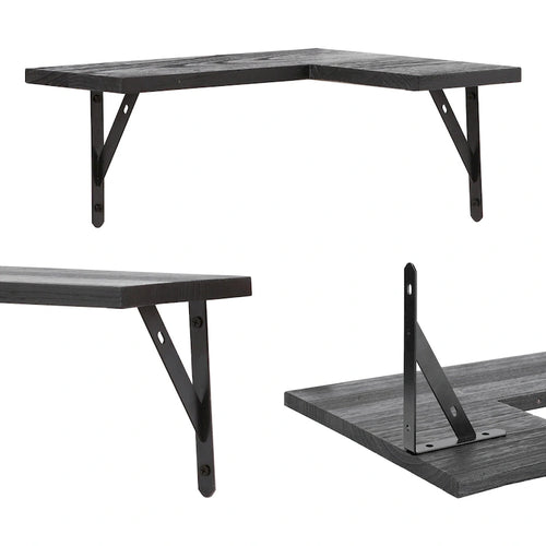 16" x 11.4" Wood Floating Shelves Set - Wall Mounted Display Shelves for Bathroom, Bedroom, Kitchen - Easy Install with Hardware Included