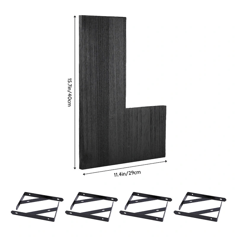 16" x 11.4" Wood Floating Shelves Set - Wall Mounted Display Shelves for Bathroom, Bedroom, Kitchen - Easy Install with Hardware Included