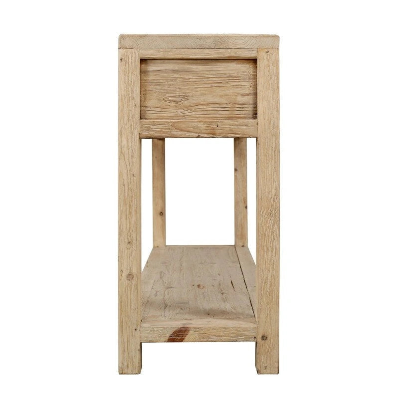 Weathered Natural Pinewood Sideboard 70"W 4 Drawers Solid Top Handmade Minimalist Storage Cabinet