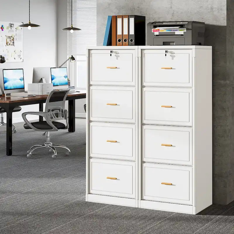 4-Drawer File Cabinet with Lock 51"H - Legal/Letter/A4 Size, Ball Bearing Slides, Anti-Tip Kit, Vertical Office