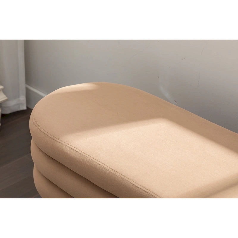 Velvet Storage Bench 48.88"L Wood Legs Adjustable Feet 300lb Capacity Sponge Cushion Bedroom Entryway