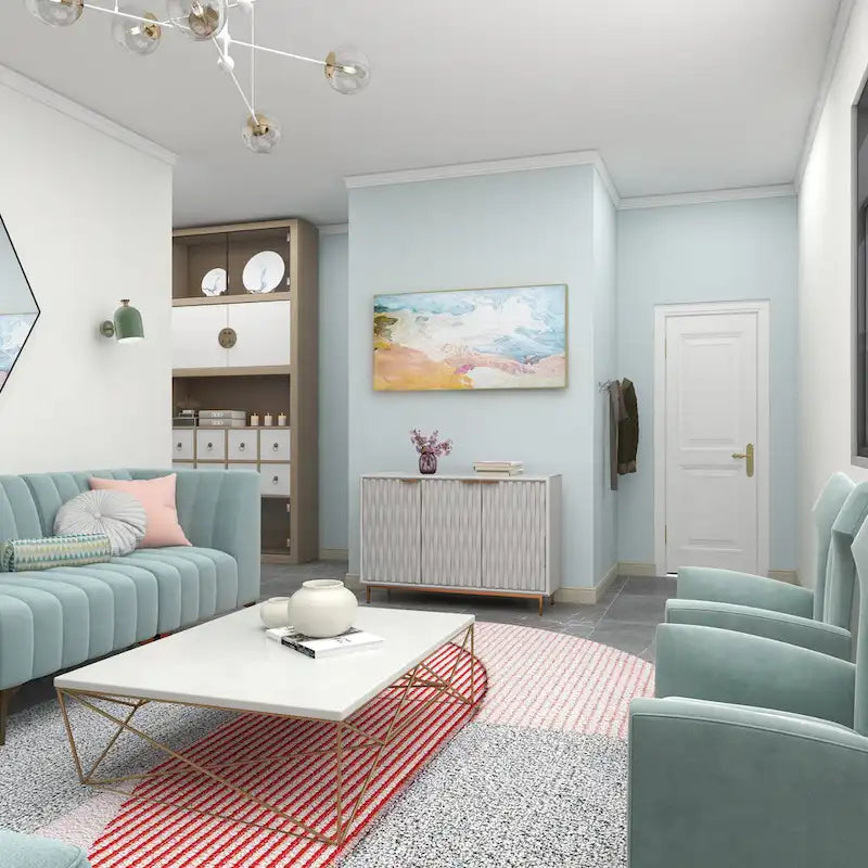 47" White Wood Contemporary Cabinet with 3 Doors Gold Metal Accents L-Shaped Handles Magnetic Closure MDF Storage 100lbs Capacity Modern