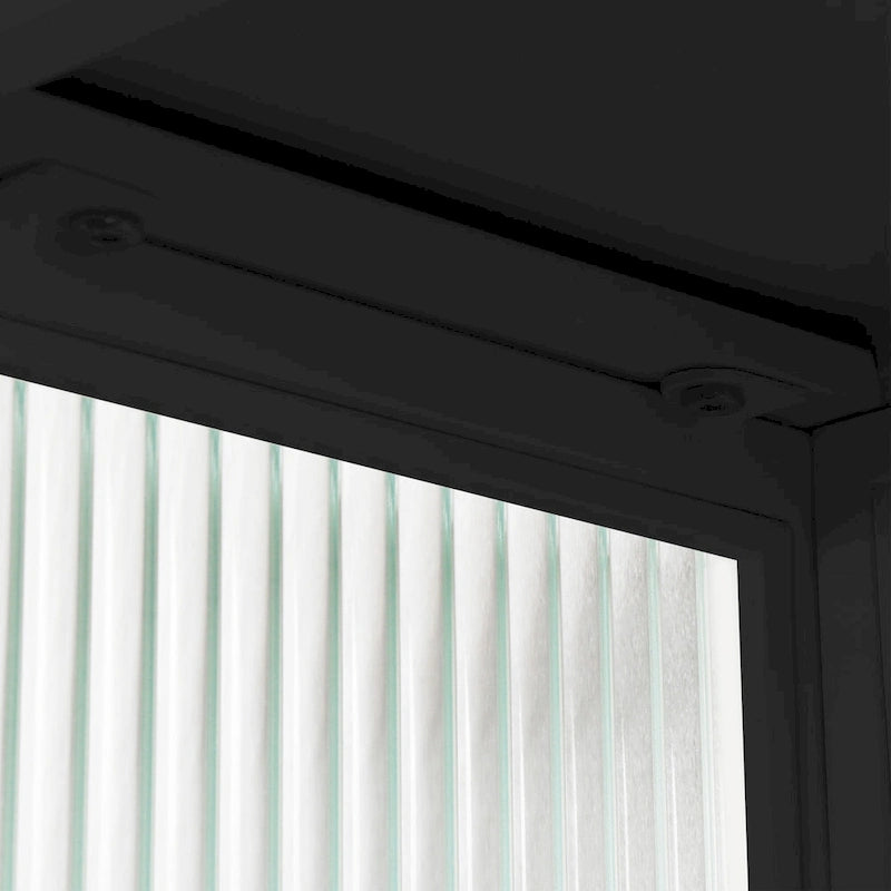 Modern White Wall Cabinet 2 Fluted Glass Doors 2-Tier Storage Iron Frame Towel Rack 23.62" Minimalist