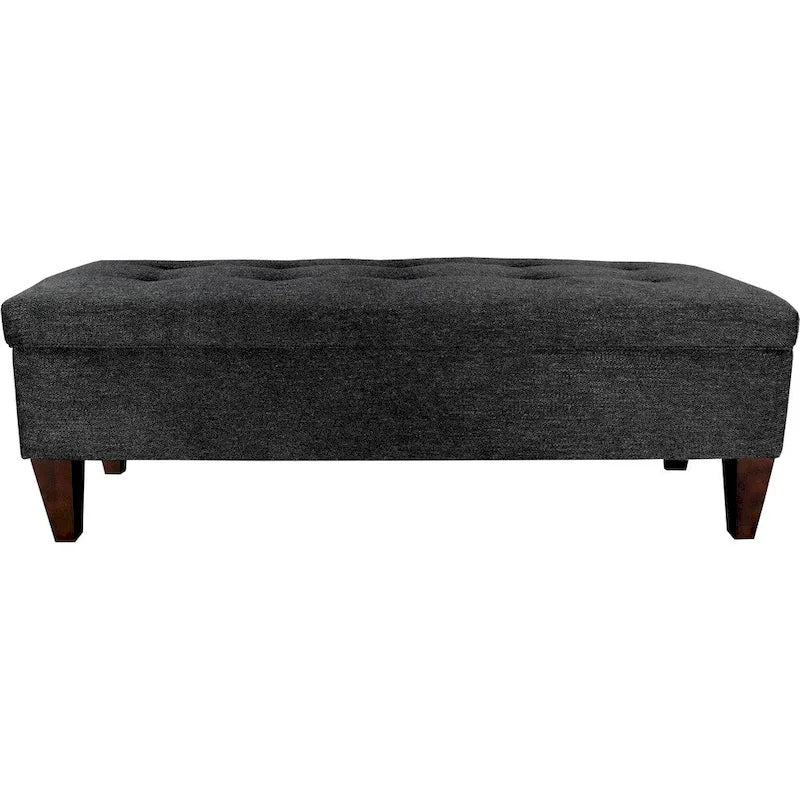 Diamond Tufted Storage Bench Ottoman 56"L x 19"W Charcoal Upholstered Entryway Seat with Lift Top Compartment Espresso Wood Legs