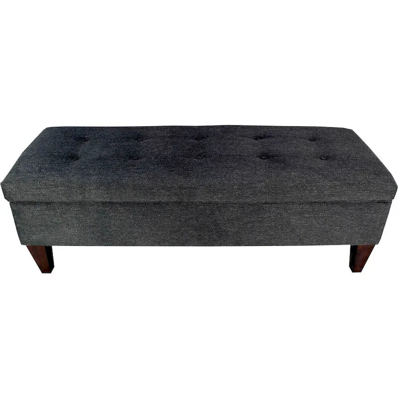 Diamond Tufted Storage Bench Ottoman 56"L x 19"W Charcoal Upholstered Entryway Seat with Lift Top Compartment Espresso Wood Legs