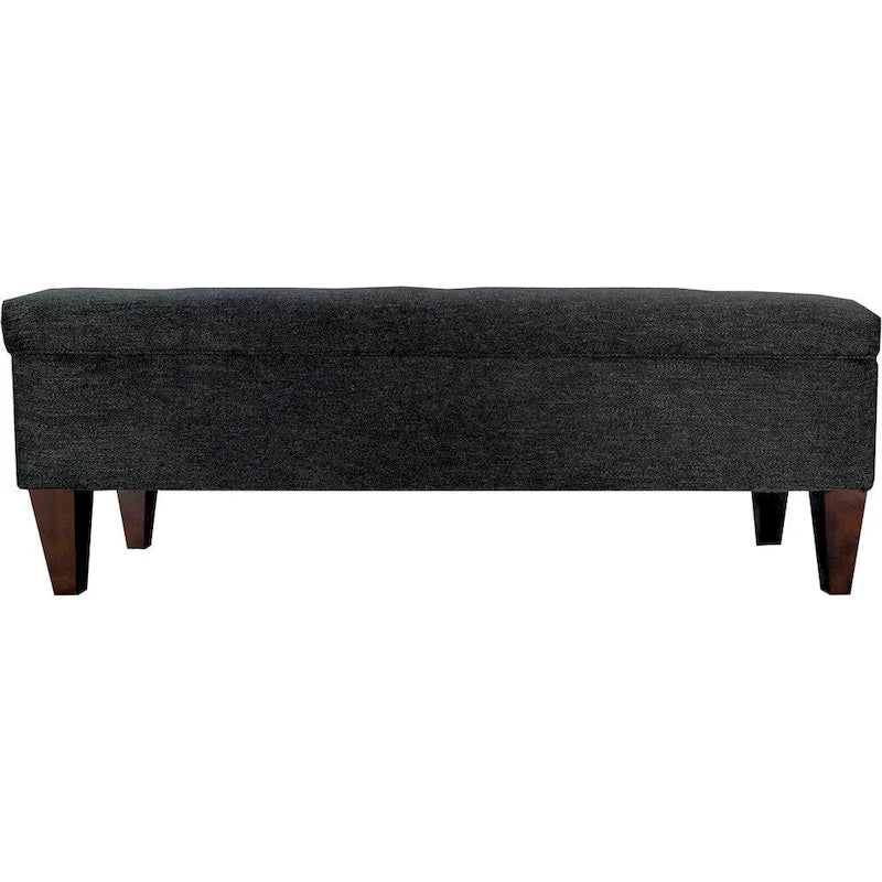 Diamond Tufted Storage Bench Ottoman 56"L x 19"W Charcoal Upholstered Entryway Seat with Lift Top Compartment Espresso Wood Legs