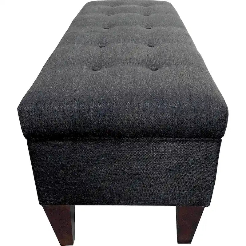 Diamond Tufted Storage Bench Ottoman 56"L x 19"W Charcoal Upholstered Entryway Seat with Lift Top Compartment Espresso Wood Legs
