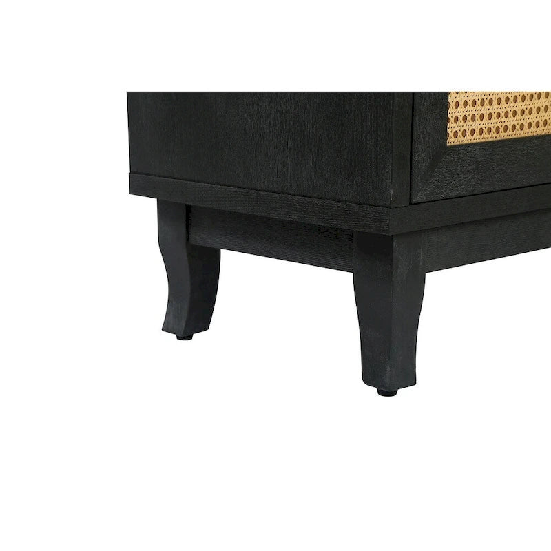 Rattan Sideboard Cabinet 59.84"W x 31.5"H - MDF Buffet with Adjustable Shelf, Wide Desktop Storage for Living Room Dining Room