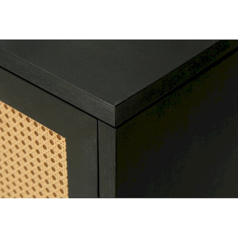 Rattan Sideboard Cabinet 59.84"W x 31.5"H - MDF Buffet with Adjustable Shelf, Wide Desktop Storage for Living Room Dining Room