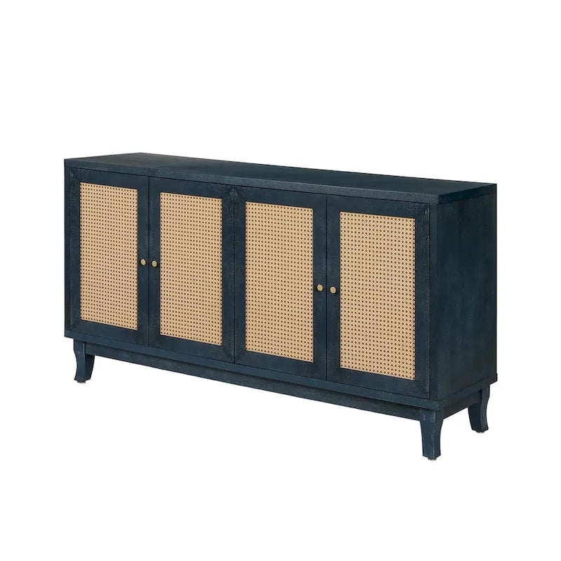 Rattan Sideboard Cabinet 59.84"W x 31.5"H - MDF Buffet with Adjustable Shelf, Wide Desktop Storage for Living Room Dining Room