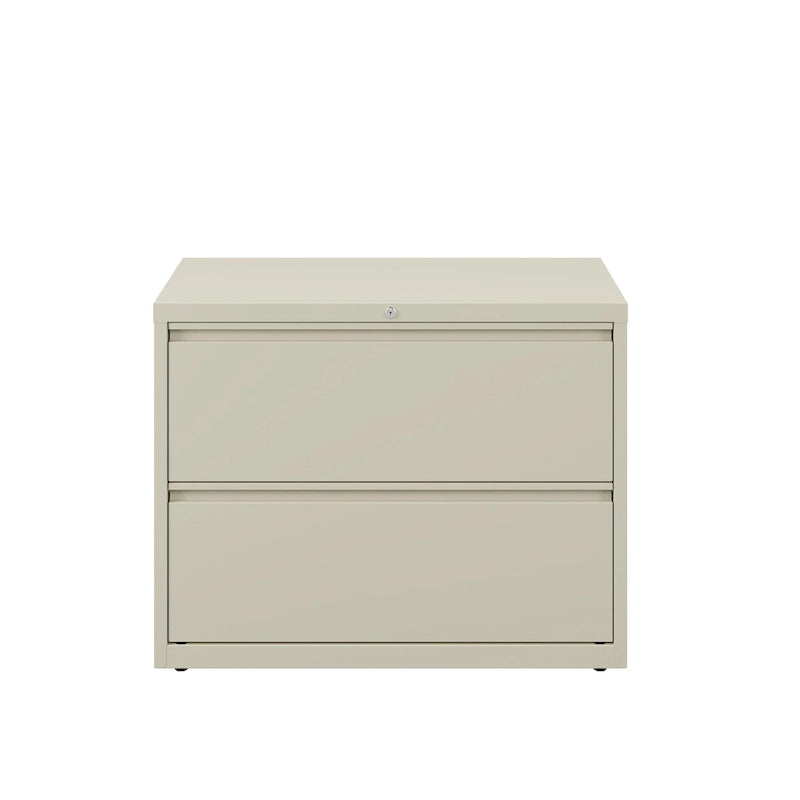 36" Wide 2-Drawer Lateral File Cabinet - Charcoal Metal with Lock, Anti-Tip System & Ball Bearing Slides, Fully Assembled