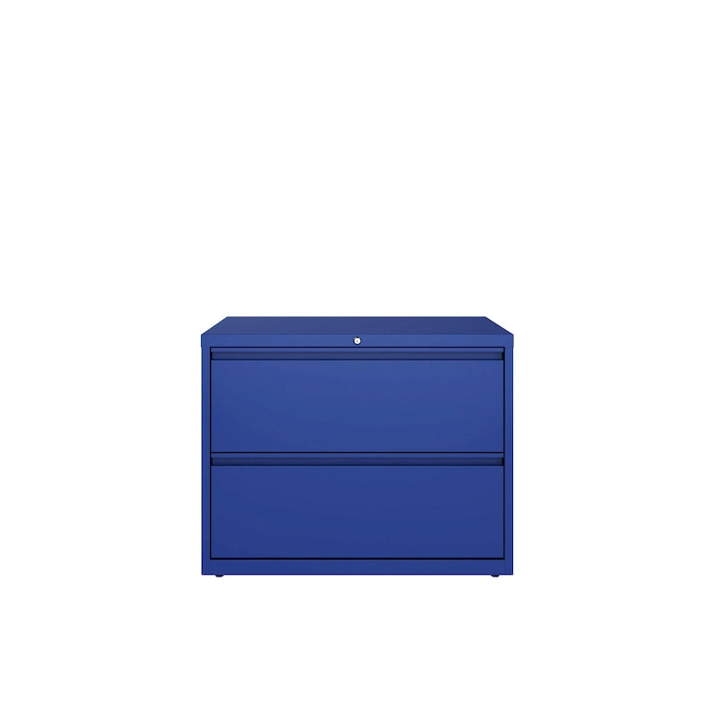 36" Wide 2-Drawer Lateral File Cabinet - Charcoal Metal with Lock, Anti-Tip System & Ball Bearing Slides, Fully Assembled