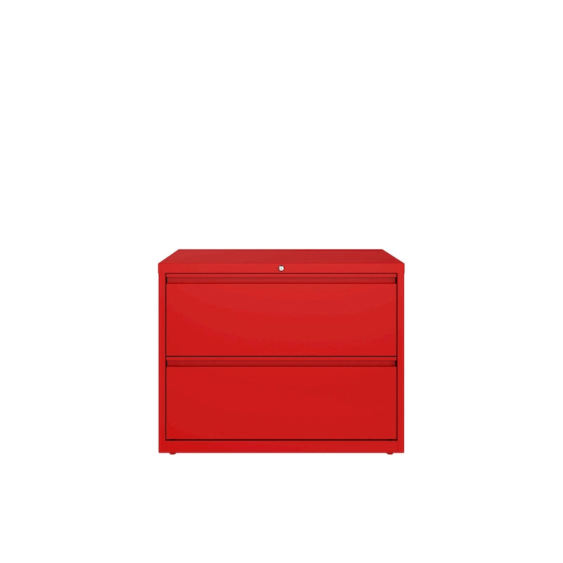 36" Wide 2-Drawer Lateral File Cabinet - Charcoal Metal with Lock, Anti-Tip System & Ball Bearing Slides, Fully Assembled