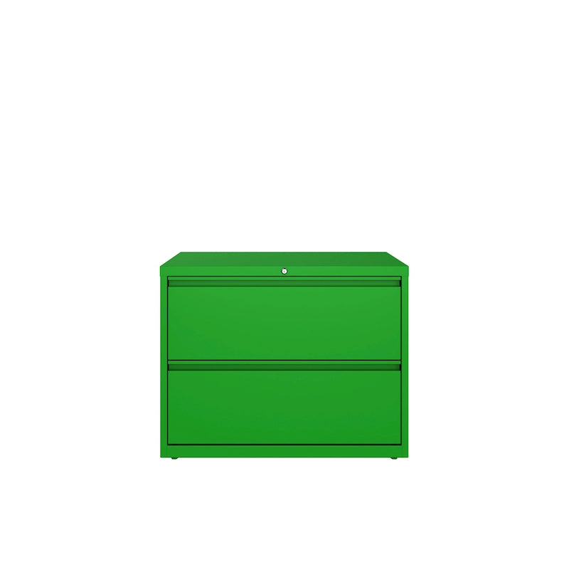 36" Wide 2-Drawer Lateral File Cabinet - Charcoal Metal with Lock, Anti-Tip System & Ball Bearing Slides, Fully Assembled