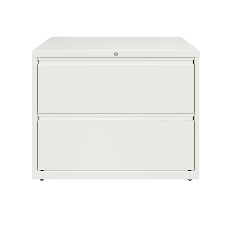36" Wide 2-Drawer Lateral File Cabinet - Charcoal Metal with Lock, Anti-Tip System & Ball Bearing Slides, Fully Assembled