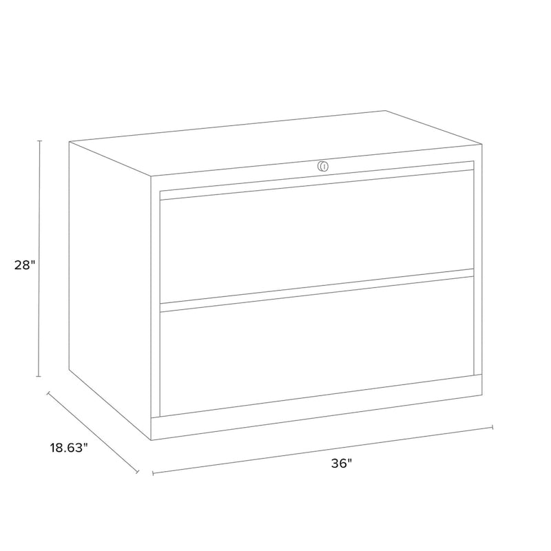 36" Wide 2-Drawer Lateral File Cabinet - Charcoal Metal with Lock, Anti-Tip System & Ball Bearing Slides, Fully Assembled