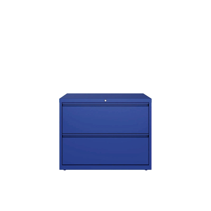 36" Wide 2-Drawer Lateral File Cabinet - Charcoal Metal with Lock, Anti-Tip System & Ball Bearing Slides, Fully Assembled