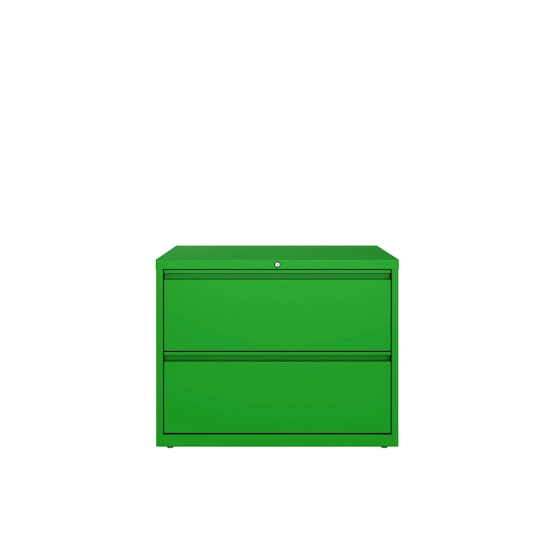 36" Wide 2-Drawer Lateral File Cabinet - Charcoal Metal with Lock, Anti-Tip System & Ball Bearing Slides, Fully Assembled