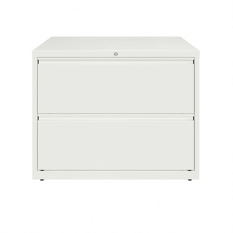36" Wide 2-Drawer Lateral File Cabinet - Charcoal Metal with Lock, Anti-Tip System & Ball Bearing Slides, Fully Assembled