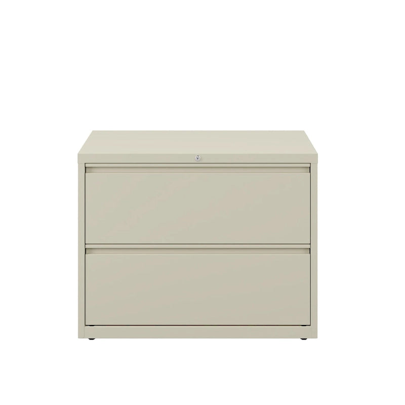 36" Wide 2-Drawer Lateral File Cabinet - Charcoal Metal with Lock, Anti-Tip System & Ball Bearing Slides, Fully Assembled