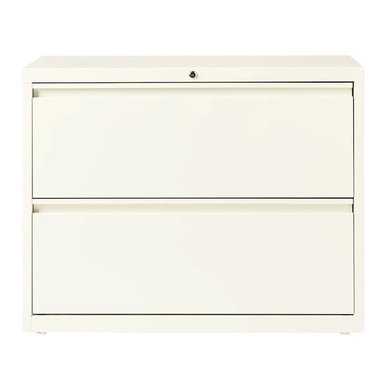36" Wide 2-Drawer Lateral File Cabinet - Charcoal Metal with Lock, Anti-Tip System & Ball Bearing Slides, Fully Assembled