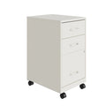 3-Drawer Mobile File Cabinet 18"D - Pearl White Metal with Wheels, Lock & Ball Bearing Slides for Home Office, Fully Assembled