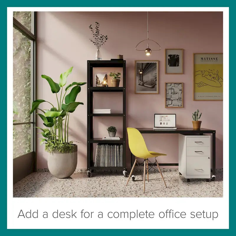 3-Drawer Mobile File Cabinet 18"D - Pearl White Metal with Wheels, Lock & Ball Bearing Slides for Home Office, Fully Assembled