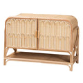 45" Natural Rattan 2 Door Storage Cabinet - Bohemian Handcrafted - 4 Interior Shelves 1 Open Shelf - Indonesian Woven Sideboard