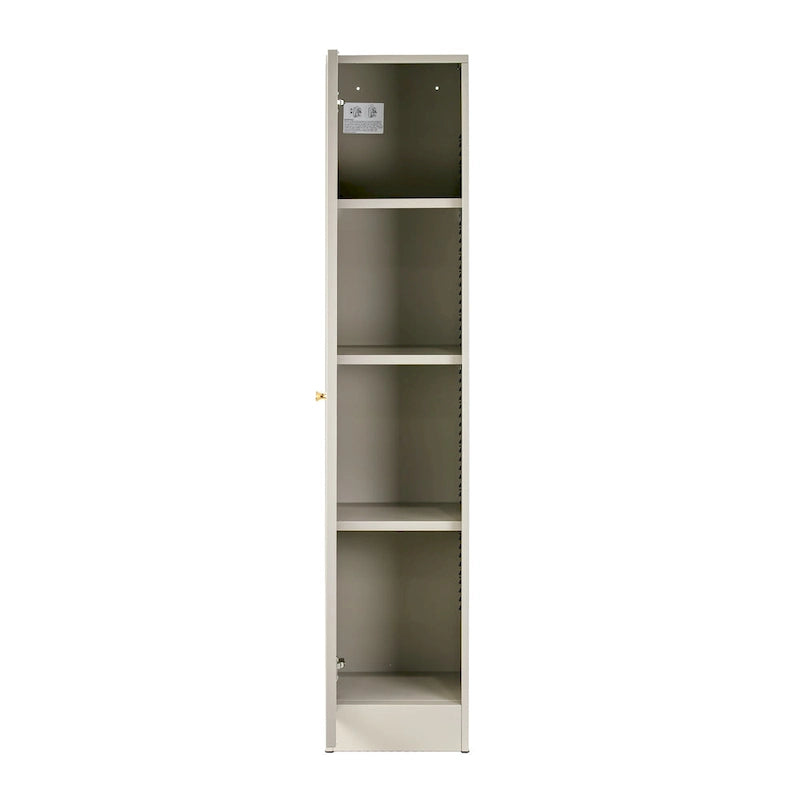 59" Tall Metal Storage Cabinet - Grey Steel with Clear Acrylic Door, Adjustable Shelves for Office, Library, Home Organization