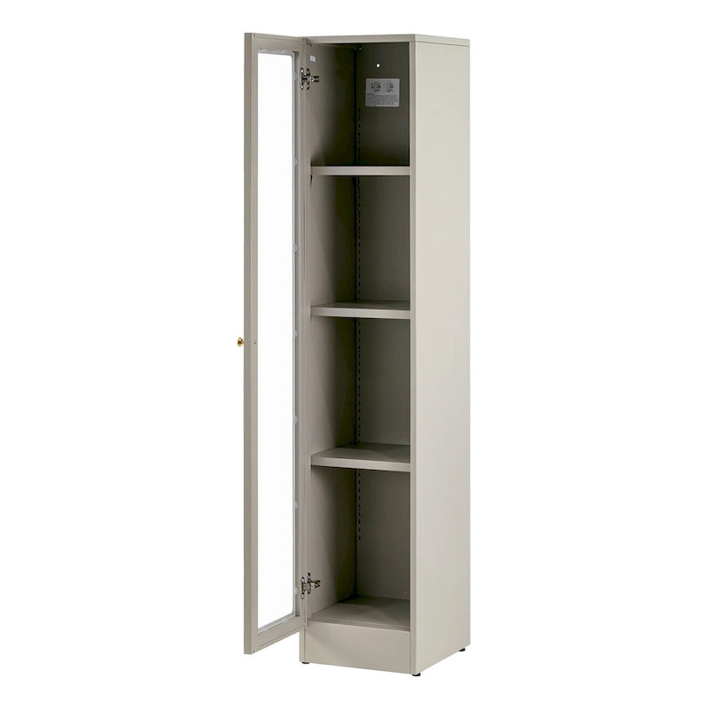 59" Tall Metal Storage Cabinet - Grey Steel with Clear Acrylic Door, Adjustable Shelves for Office, Library, Home Organization