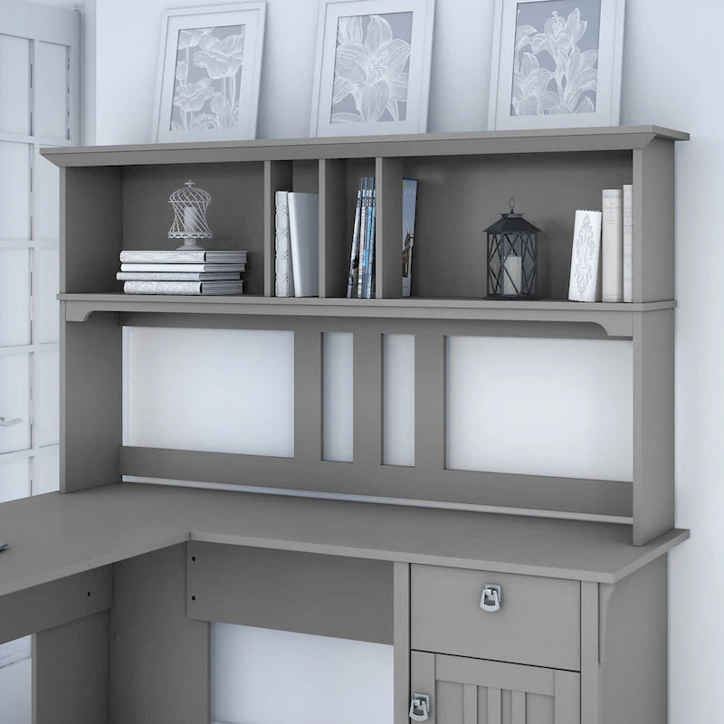 Cape Cod Grey Desk Hutch 60"W Open Cubby Storage Mission Style Wood 32.99"H Office Organizer