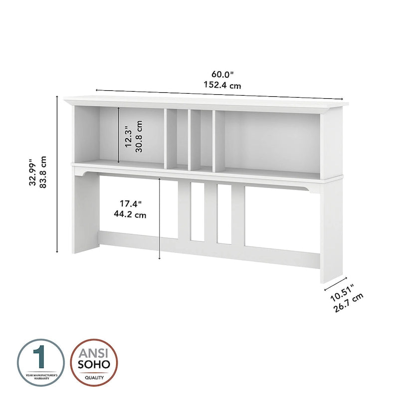 Cape Cod Grey Desk Hutch 60"W Open Cubby Storage Mission Style Wood 32.99"H Office Organizer