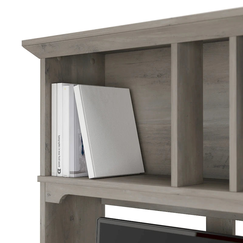 Cape Cod Grey Desk Hutch 60"W Open Cubby Storage Mission Style Wood 32.99"H Office Organizer