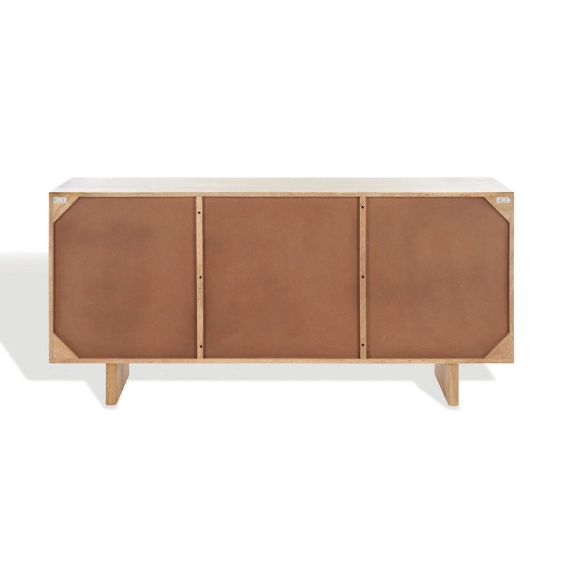 Natural Mango Wood Sideboard 3 Drawers 2 Cabinets 63"W x 18"D x 29"H Buffet Media Unit Storage