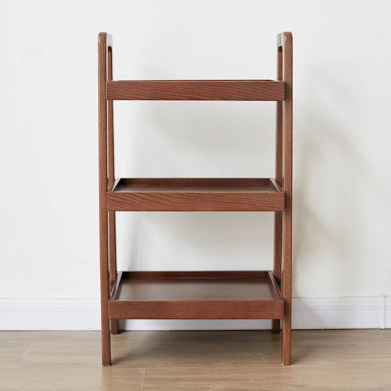 4-Tier Walnut Wood Storage Organizer Rack - 17.76" x 31.5" Open Shelf Unit for Kitchen, Living Room, Bathroom - Eco-Friendly Oak Bookcase