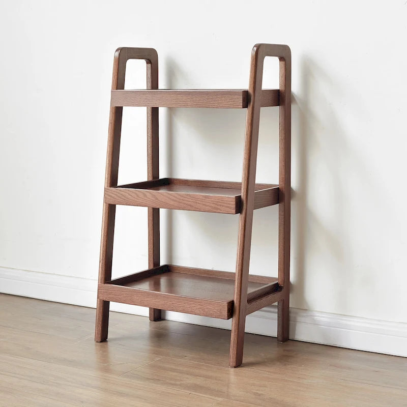 4-Tier Walnut Wood Storage Organizer Rack - 17.76" x 31.5" Open Shelf Unit for Kitchen, Living Room, Bathroom - Eco-Friendly Oak Bookcase