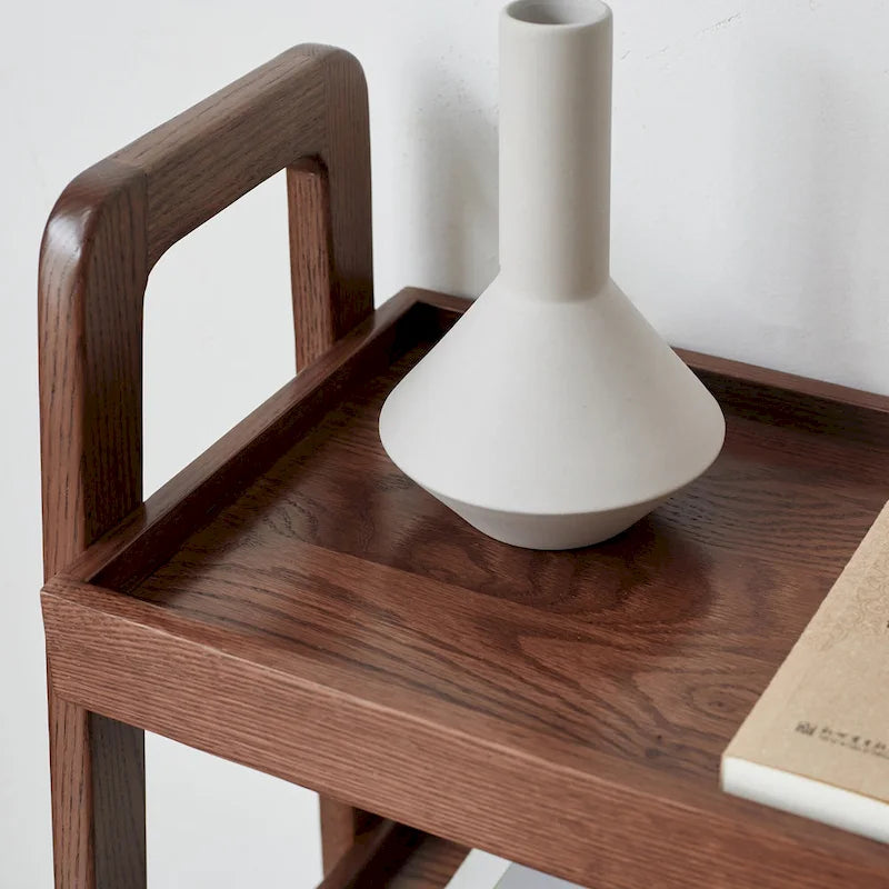 4-Tier Walnut Wood Storage Organizer Rack - 17.76" x 31.5" Open Shelf Unit for Kitchen, Living Room, Bathroom - Eco-Friendly Oak Bookcase