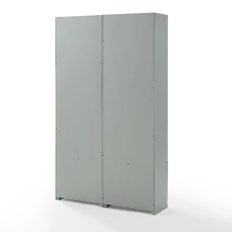 Grey 2-Piece Entryway Storage Set 74"H Adjustable Shelves Drawers Hooks Modular Pantry Closet Cabinet