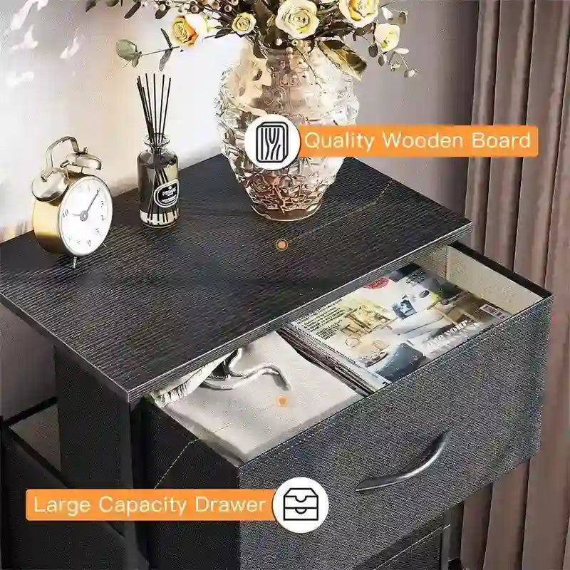 Small Fabric Dresser 15.74"W x 31.77"H - Narrow Chest of Drawers with Wooden Top, X-Crossbar Design & Adjustable Feet for Bedroom