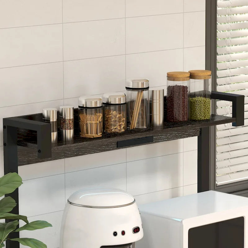 53.7"H Industrial Baker's Rack with RGB LED Lights Power Outlet 2 USB Ports Adjustable Shelves Wine Glass Holder 220lbs Kitchen Storage