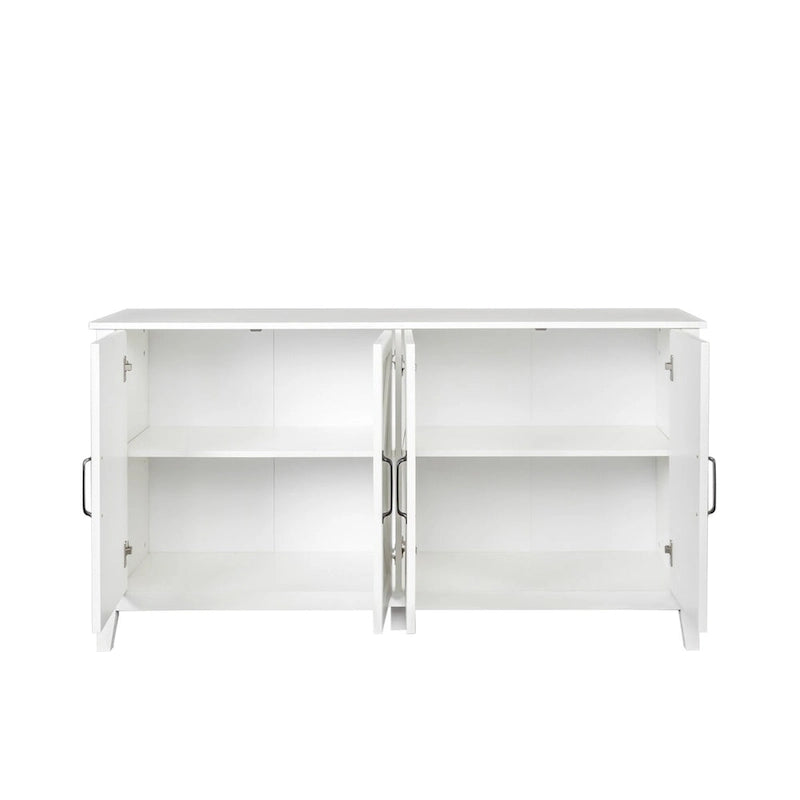 59" Freestanding Storage Cabinet with 4 Doors & 4 Open Shelves - Particle Board Sideboard Buffet - 88 lbs Capacity - Living Room