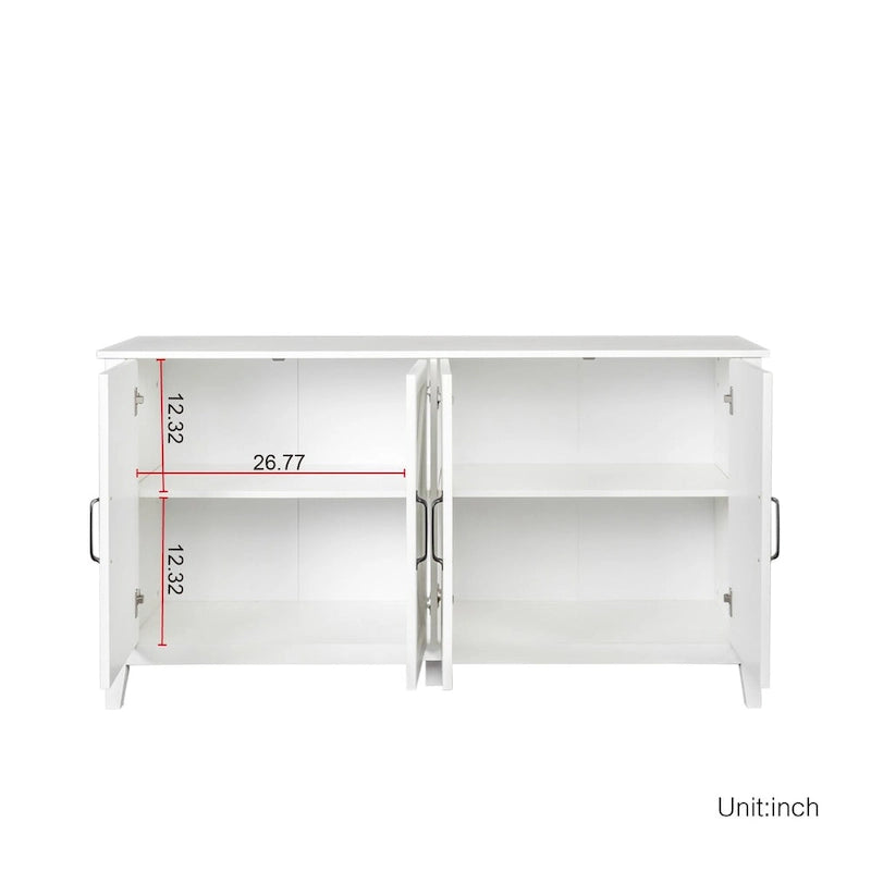 59" Freestanding Storage Cabinet with 4 Doors & 4 Open Shelves - Particle Board Sideboard Buffet - 88 lbs Capacity - Living Room