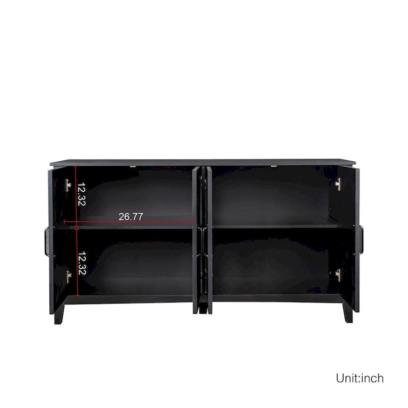 59" Freestanding Storage Cabinet with 4 Doors & 4 Open Shelves - Particle Board Sideboard Buffet - 88 lbs Capacity - Living Room